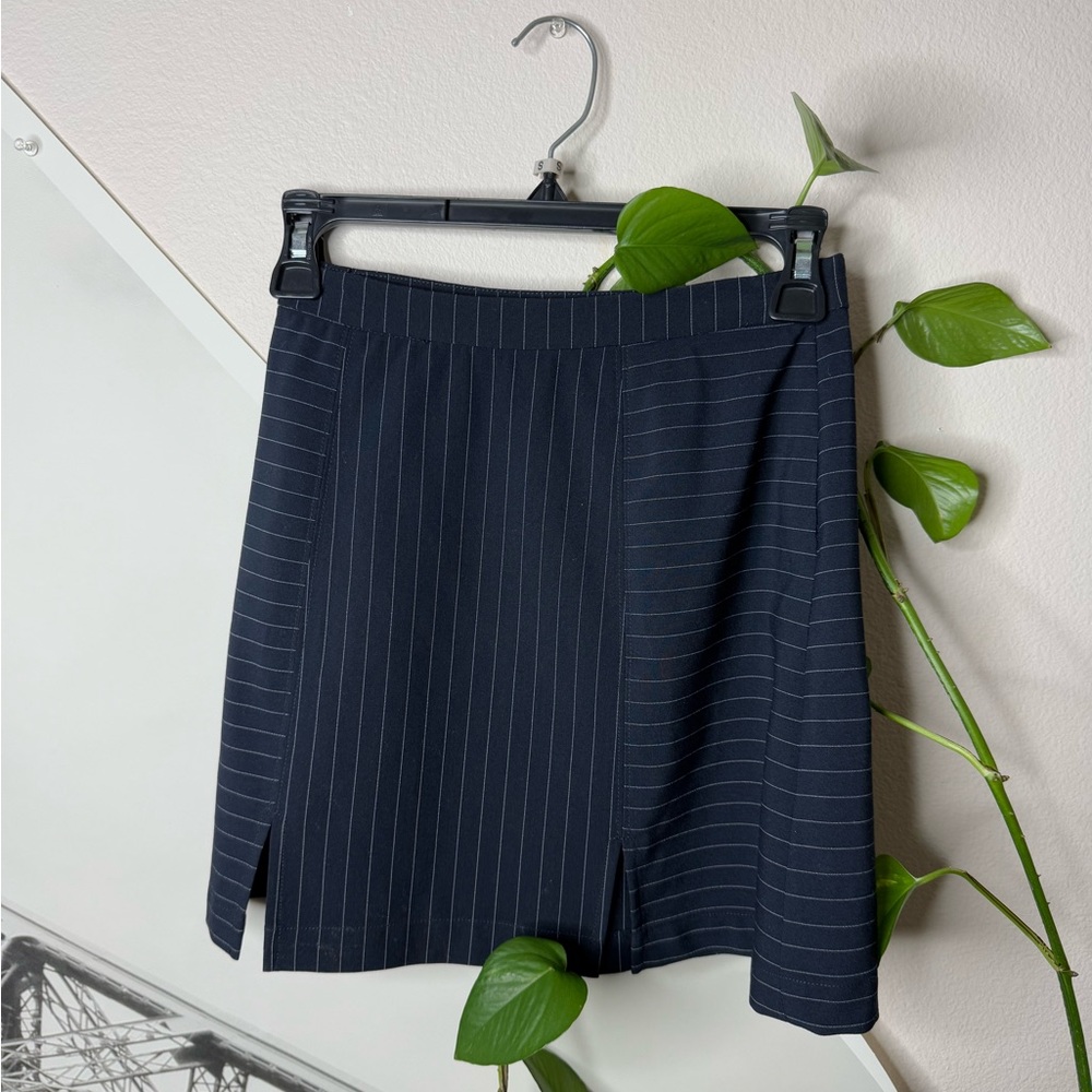 Navy Pinstripe Skirt